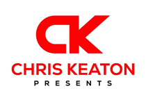 A red and black logo for chris keato presents